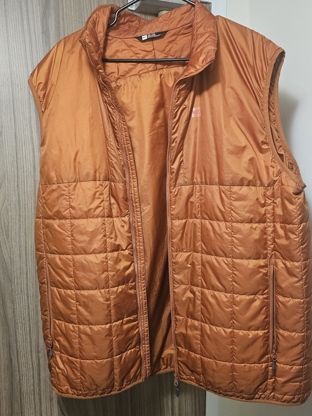 MEC Orange Quilted Packable Vest